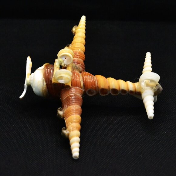 Unique Shell Crafted Airplane Folk Art Nautical Decor Aviation Beach Theme - Picture 7 of 7